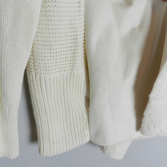 H by Halston Faux Shearling Collar Cardigan Size L - Picture 2 of 6